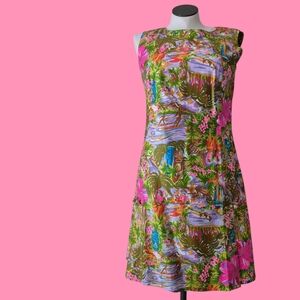 Vintage Liberty House Floral Tiki Dress Size 14